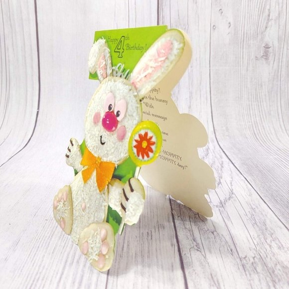 Happy 4th Birthday Girls Boys Greeting Card Bunny Lollipop Wishes Kids Toddler - Picture 6 of 9